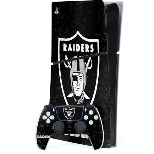 NFL Las Vegas Raiders Distressed PS5 Slim Digital Edition Bundle Skin